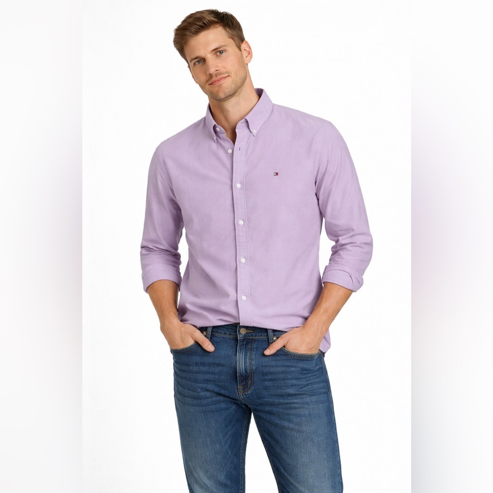Tommy Hilfiger Men's Button-Down Oxford Shirt in Light Lavender